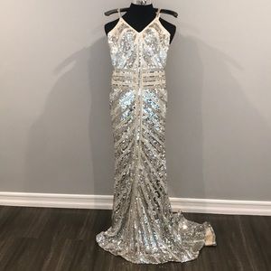 Silver evening gown